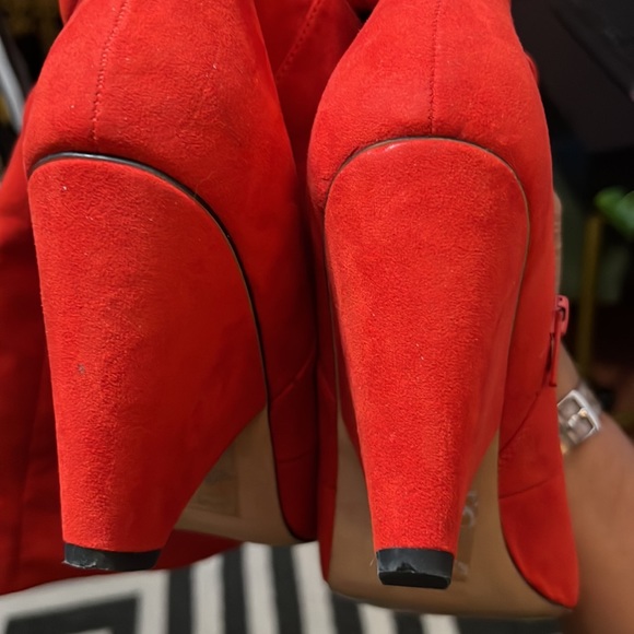 ASOS Red faux Suede Slouch Boots US Size 9 UK7 - Picture 5 of 5